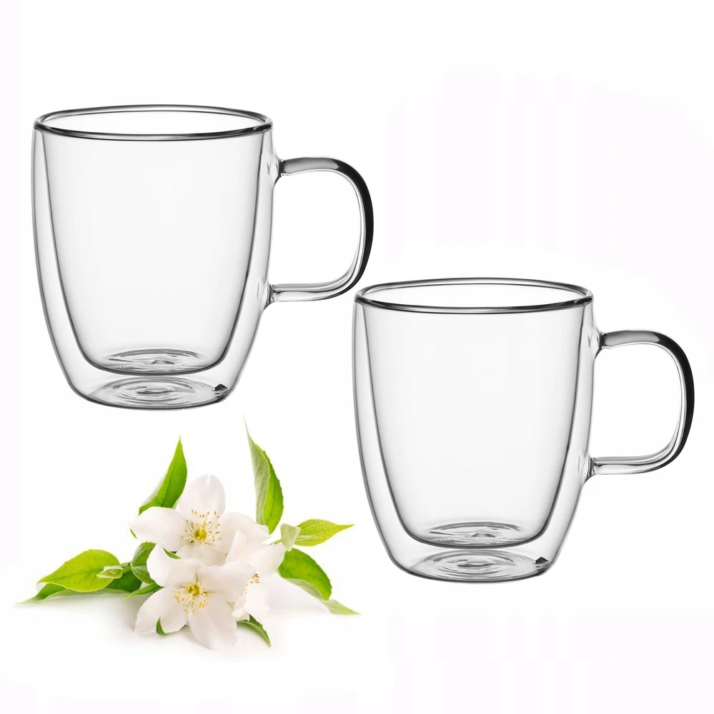 2 dvigubų sienelių stiklo puodelių rinkinys 350 ml, 9001, Kamille