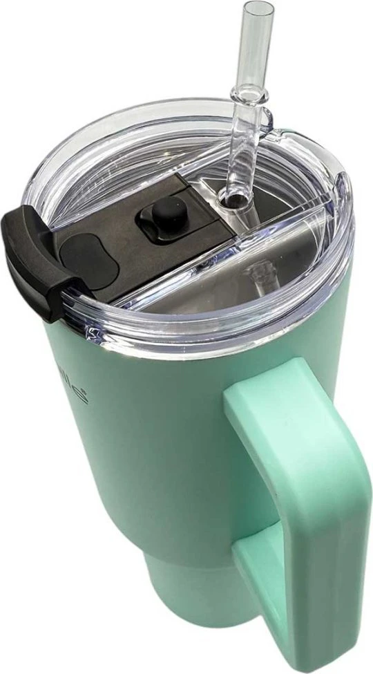 Kamille STALOWY Termo puodelis Termosas 1200ml Z RĄCZKĄ I SŁOMKĄ KM-2175