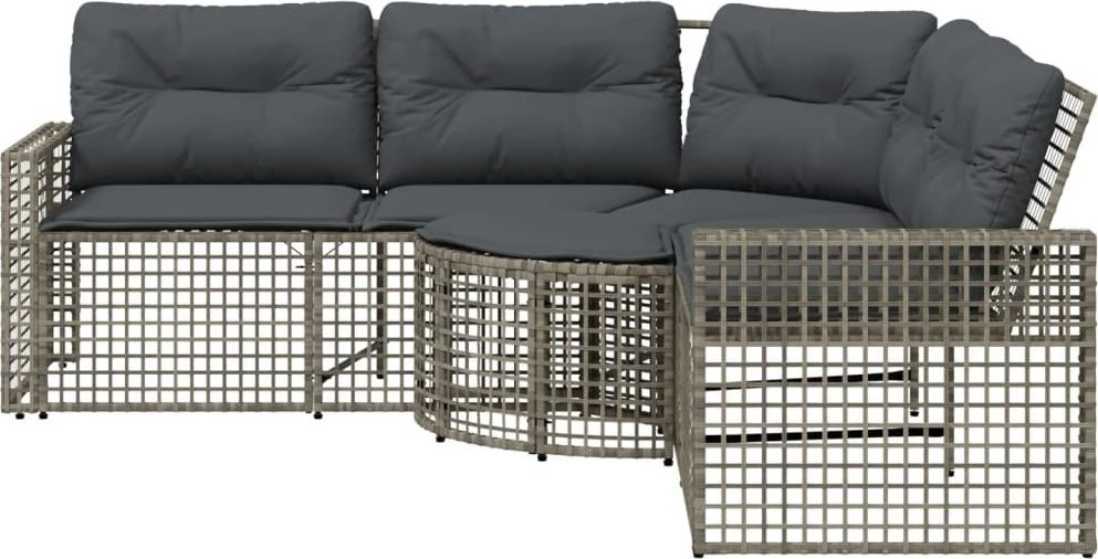 sodo sofa su pagalvėlėmis ir kėdute, L formos pilkos spalvos