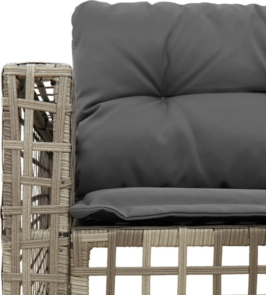 sodo sofa su pagalvėlėmis ir kėdute, L formos pilkos spalvos