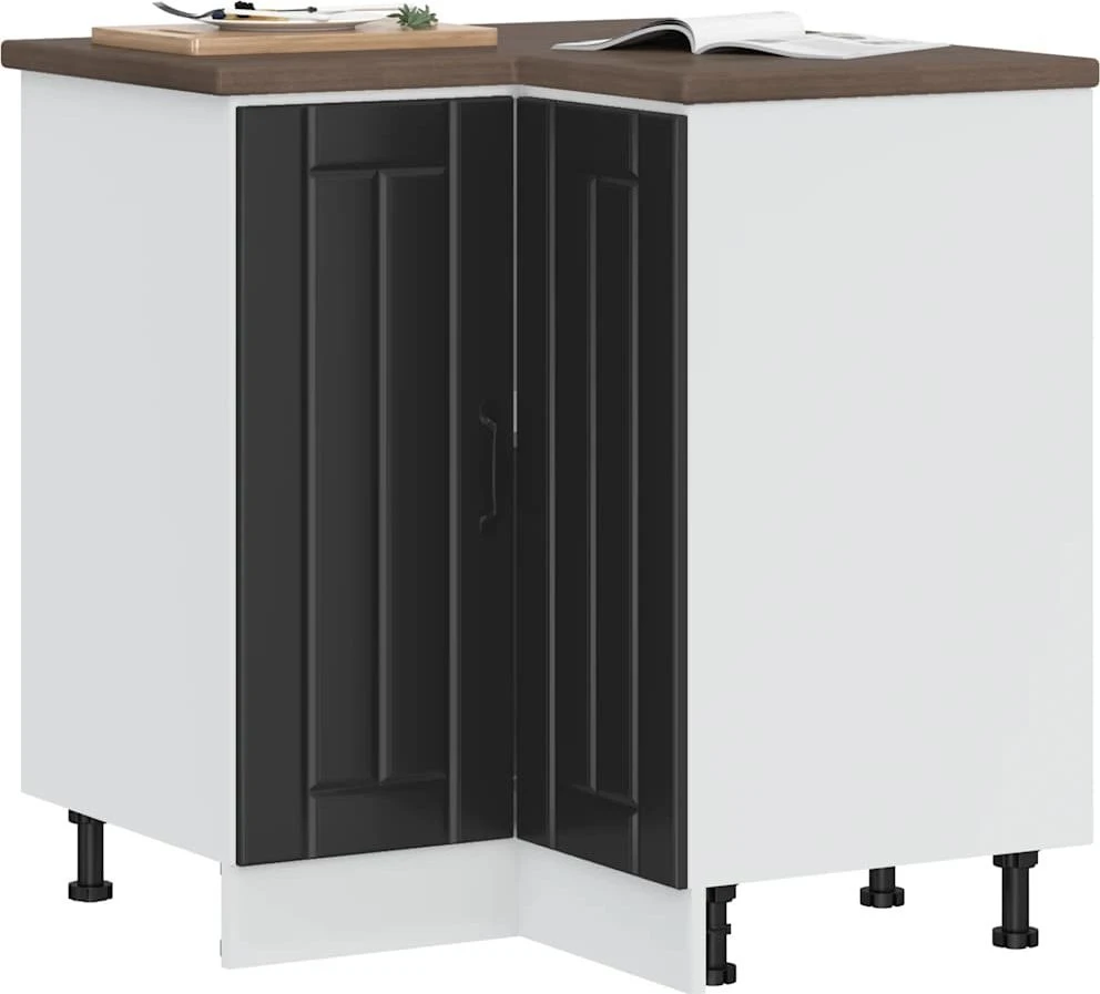 virtuvės kampinė spintelė "Lucca" Juodas Engineered Wood