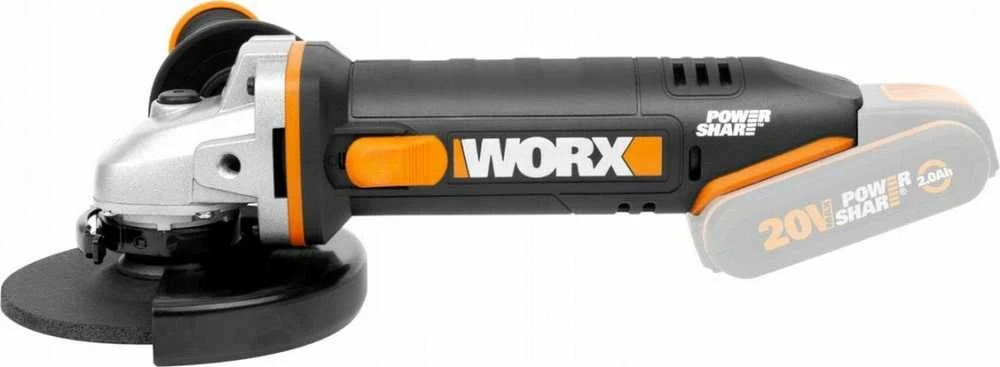 Kampinis šlifluoklis Worx WX803.9, 125 mm, be akumuliatoriaus ir įkroviklio