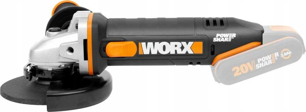 Kampinis šlifluoklis Worx WX803.9, 125 mm, be akumuliatoriaus ir įkroviklio