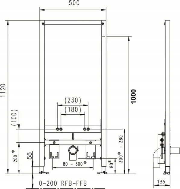 KAN-therm JOMOTech BIDE RĖMAS H=1120 BE ATRAMŲ