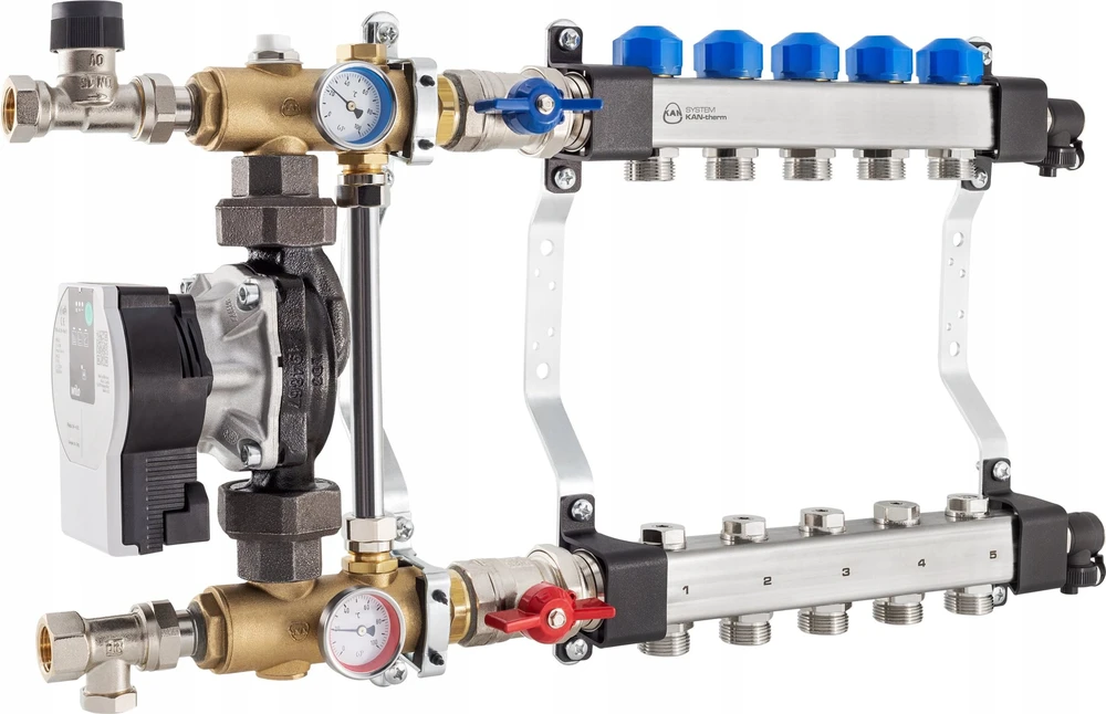 Galinė sekcija kolekt. su automatiniu nuorintoju ir drenažo ventiliu KAN-therm G1", nikeliuotas