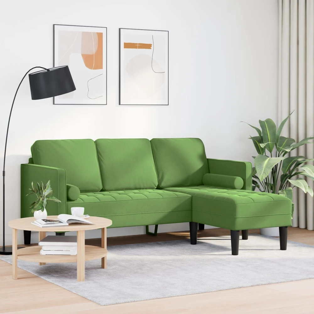 Sofa Sofos komplektas su pagalve Šviesiai žalia Poliesteris