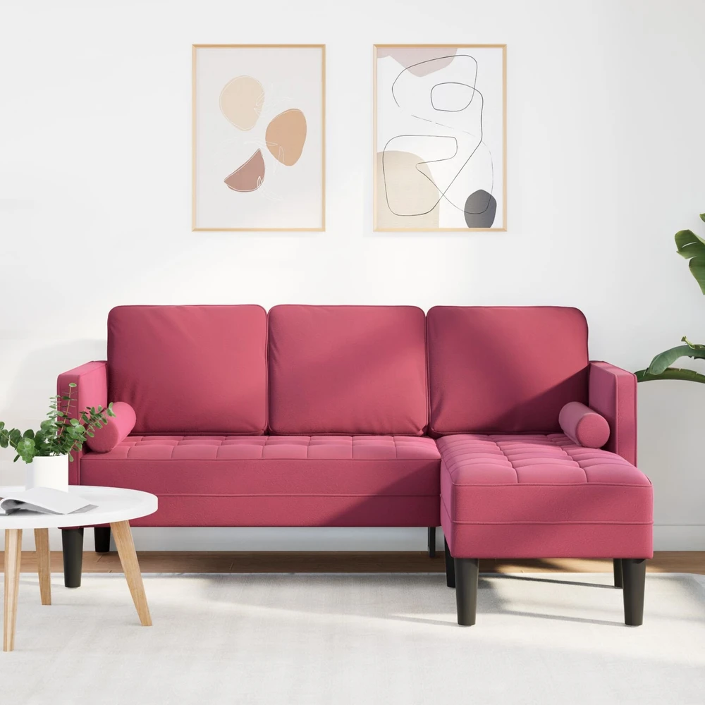 Sofa Sofos komplektas su pagalve Vyno raudona Poliesteris