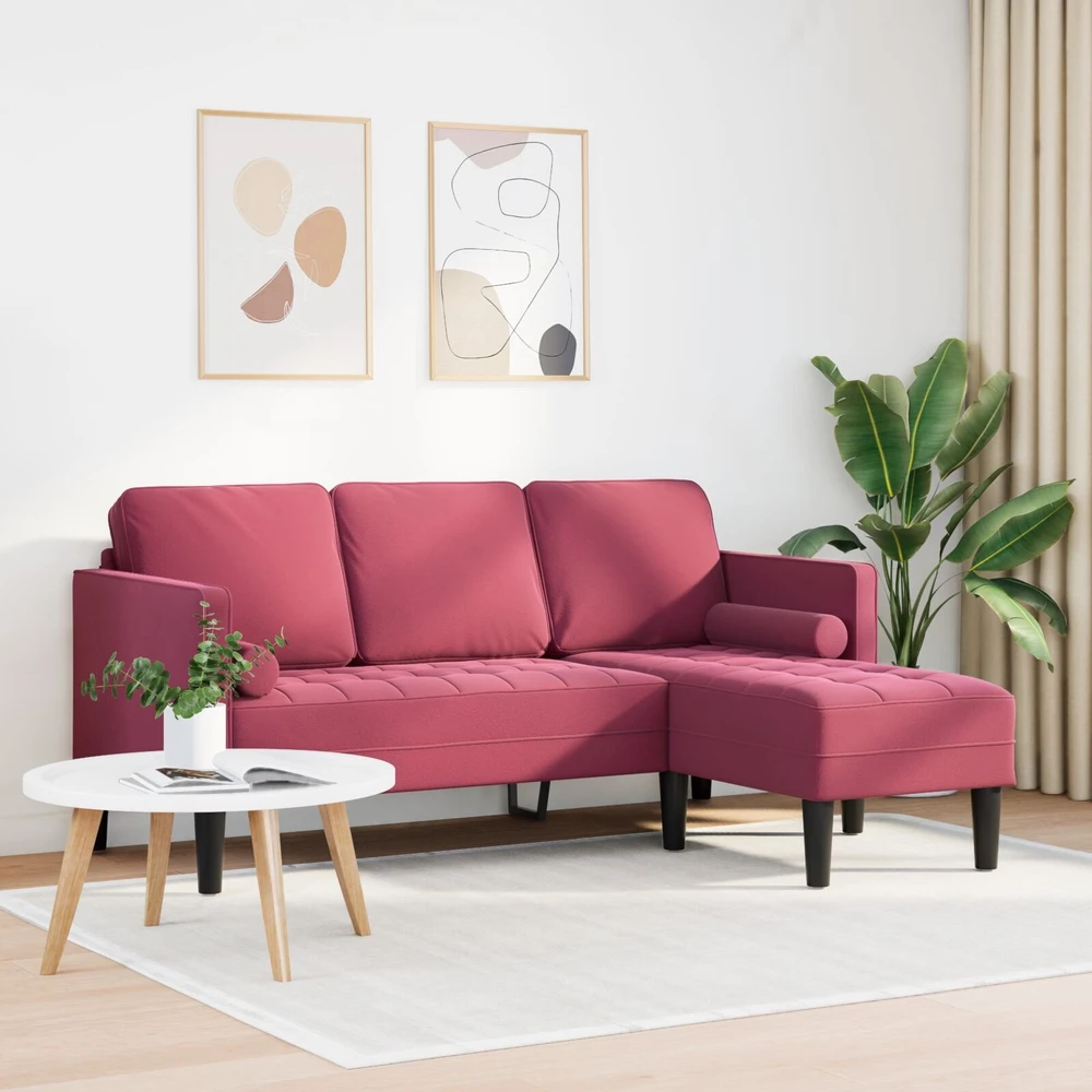 Sofa Sofos komplektas su pagalve Vyno raudona Poliesteris