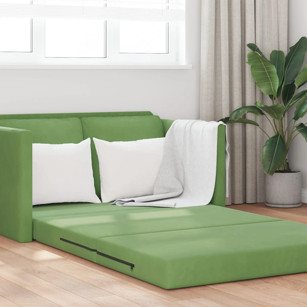 Sofa lova Šviesiai žalia 204 x 122 x 60 cm Aksomas