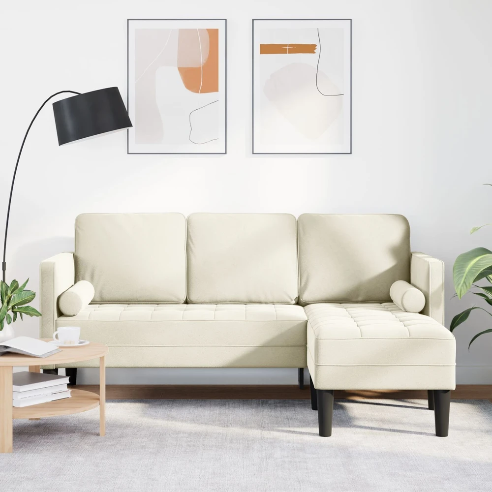 Sofa Sofos komplektas su pagalve Kreminė Poliesteris