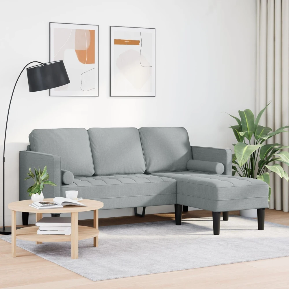 Sofa Sofos komplektas su pagalve Šviesiai pilka Poliesteris