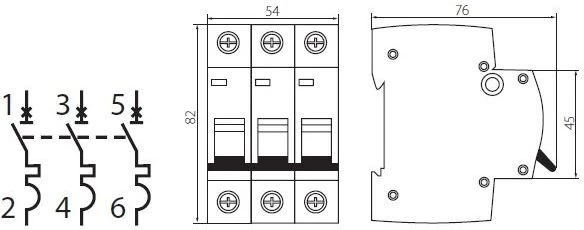 Kanlux 23166 automatinis jungiklis 3P C 63A 6kA AC KMB6-C63/3 VDE 23166