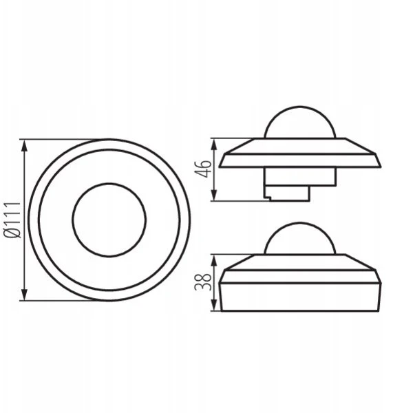 Kanlux Judesio jutiklis 3XPIR SENTO-O-WT-B/B 2000VA Ø11 max 17m 360° IP44/20 II kl. lubinis/pakabinamas juodas 26822