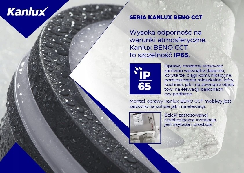 Kanlux lubinis šviestuvas LED BENO 12-18W CCT-O G 1070-1740lm 3000-4000K šilta/neutrali IP65 apvali Ø22 II klasė 5 metų garantija grafito spalvos 38789