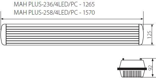 Kanlux Hermetinis šviestuvas su vienpusiu maitinimo šaltiniu G13 220-240V AC LED MAH PLUS-258/4LED/PC (22801)