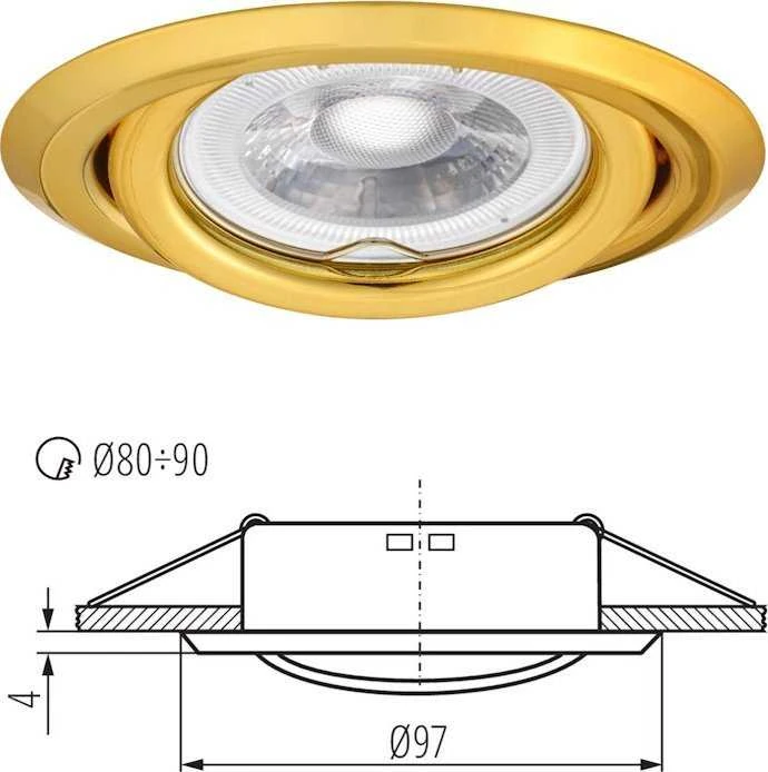 Šviestuvas įleidžiamas Kanlux Argus II, 10W, GU10, aukso