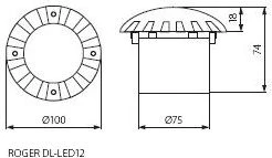 Kanlux Roger DL-LED12 techniniai matmenys