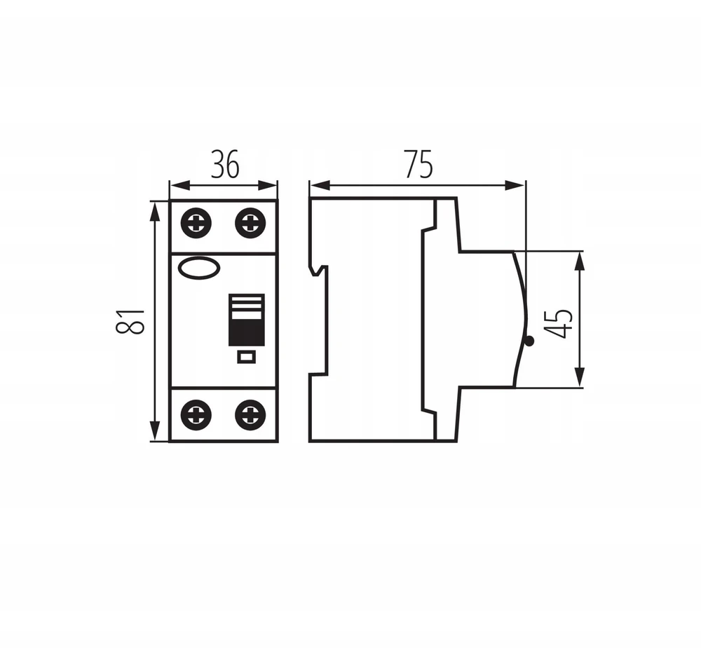 Kanlux vienfazis diferencinis automatinis jungiklis 38724 KRD10-2/25/30-AC 25A 30mA tipas AC 230V 50Hz baltas