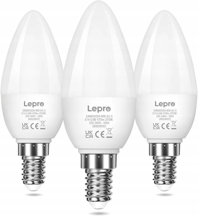 LEPRO 600059-WW-EU-3 LED lemputė, E14, C37, 4.2W (40W), 470 lm, 2700K (šilta balta), 250°, 3 vnt. rinkinyje