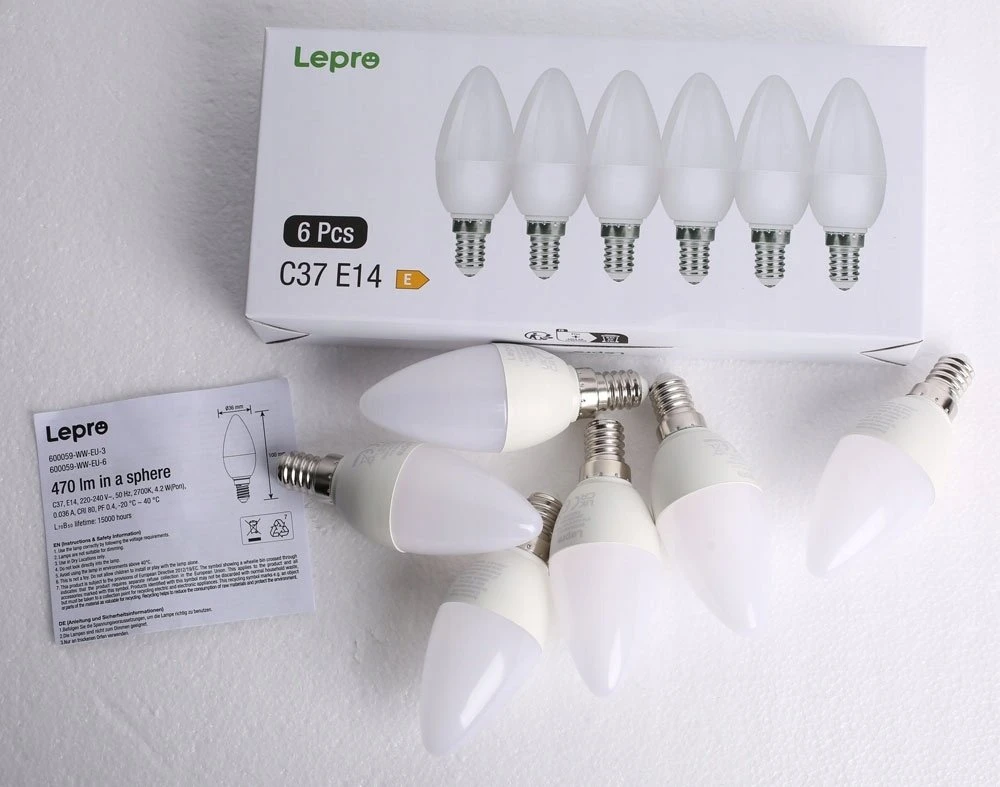 LEPRO 600059-WW-EU-6 E14 LED lemputė, žvakės formos, 4.2W (40W), 470 lm, 2700K, E klasė