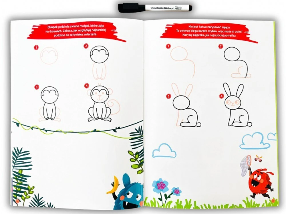 Kapitan Nauka Kapiton Nauka Kapitono Mokslo Doodles Išmokite piešti. Gyvūnai KS1198