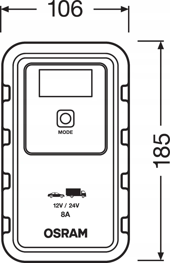 Akumuliatoriaus įkroviklis OSRAM 908, 12–24 V