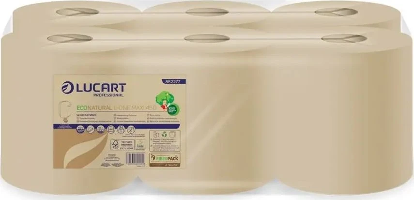 Karen Lucart EcoNatural* L-ONE Maxi - Valymo ritinys, centrinė dozacija, 2 sluoksniai, 158 m, celiuliozė Fiberpack - 6 ritinėliai