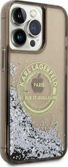 Karl Lagerfeld KLHCP14LLCRSGRK Apple iPhone 14 Pro 6,1″ juodos spalvos kietas dėklas Liquid Glitter RSG