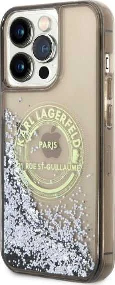 Karl Lagerfeld KLHCP14LLCRSGRK Apple iPhone 14 Pro 6,1″ juodos spalvos kietas dėklas Liquid Glitter RSG