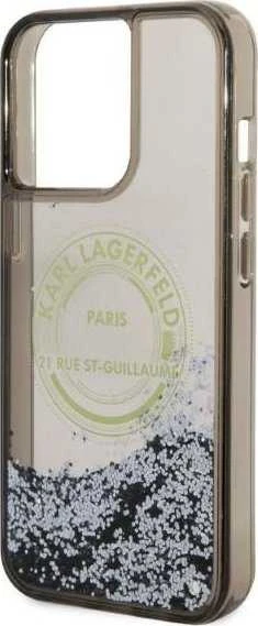 Karl Lagerfeld KLHCP14LLCRSGRK Apple iPhone 14 Pro 6,1″ juodos spalvos kietas dėklas Liquid Glitter RSG