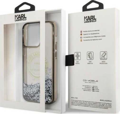 Karl Lagerfeld KLHCP14LLCRSGRK Apple iPhone 14 Pro 6,1″ juodos spalvos kietas dėklas Liquid Glitter RSG