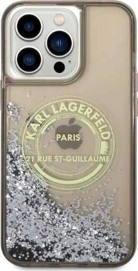 Karl Lagerfeld KLHCP14LLCRSGRK Apple iPhone 14 Pro 6,1″ juodos spalvos kietas dėklas Liquid Glitter RSG