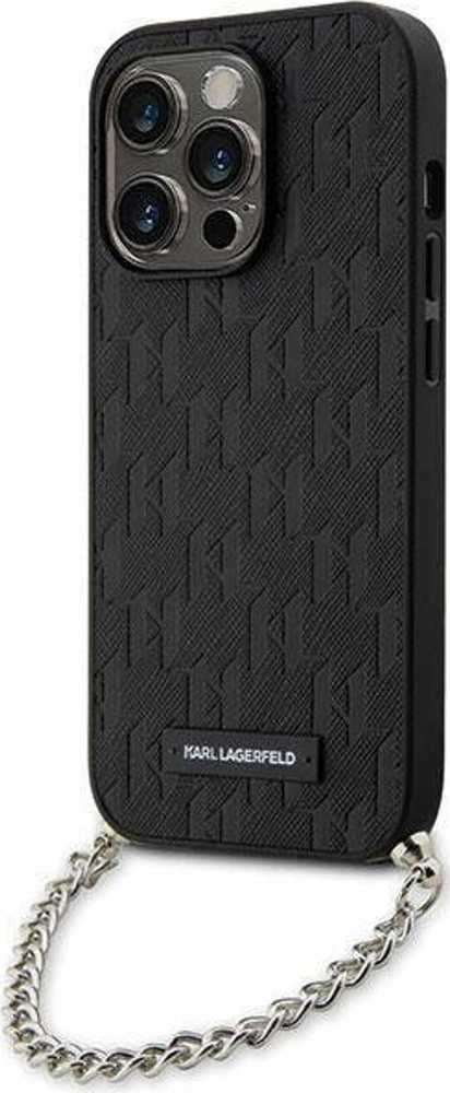 Karl Lagerfeld dėklas, skirtas iPhone 14 Pro Max 6,7 KLHCP14XSACKLHPK juodos spalvos kietas dėklas , skirtas Saffiano Mono Chain
