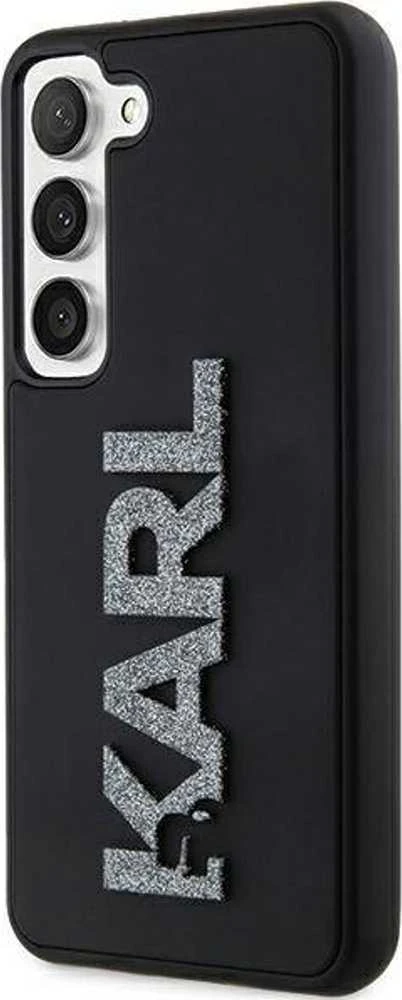 Karl Lagerfeld KLHCS23M3DMBKCK S23+ S916 juodos spalvos kietas dėklas 3D Rubber Glitter Logo