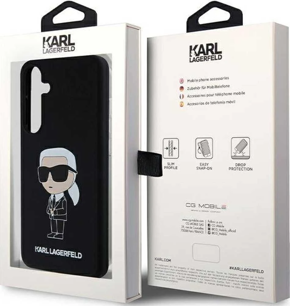 Karl Lagerfeld KLHCS24MSNIKBCK S24+ S926 kietas dėklas juodos spalvos Silicone Ikonik