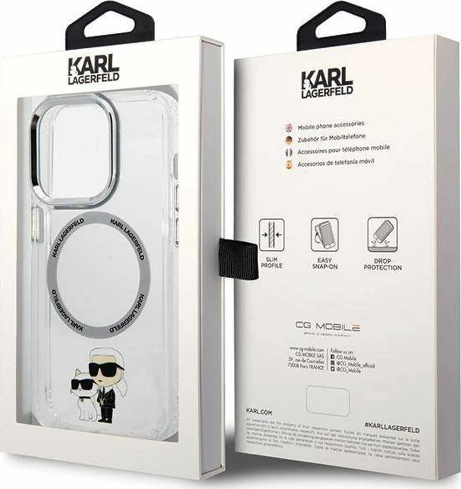 Karl Lagerfeld KLHMP13LHNKCIT Apple iPhone 13 Pro 6,1″ kietas dėklas skaidrus Iconic Karl&Choupette Magsafe