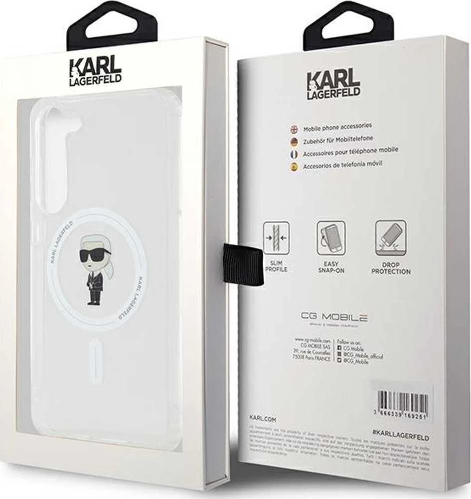 Karl Lagerfeld KLHMS23MHFCKNOT S23+ S916 skaidrus kietas dėklas IML Ikonik MagSafe