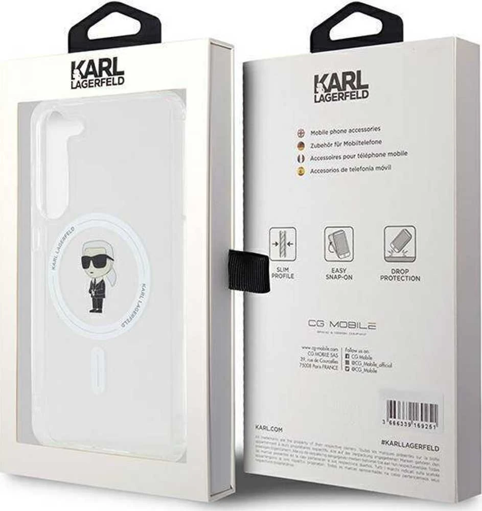 Karl Lagerfeld KLHMS23MHFCKNOT S23+ S916 skaidrus kietas dėklas IML Ikonik MagSafe