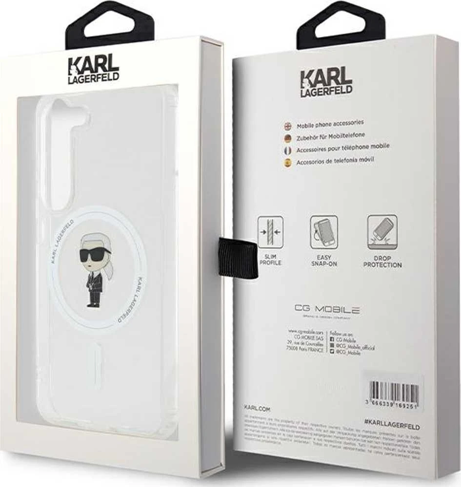 Karl Lagerfeld KLHMS23SHFCKNOT S23 S911 skaidrus kietas dėklas IML Ikonik MagSafe