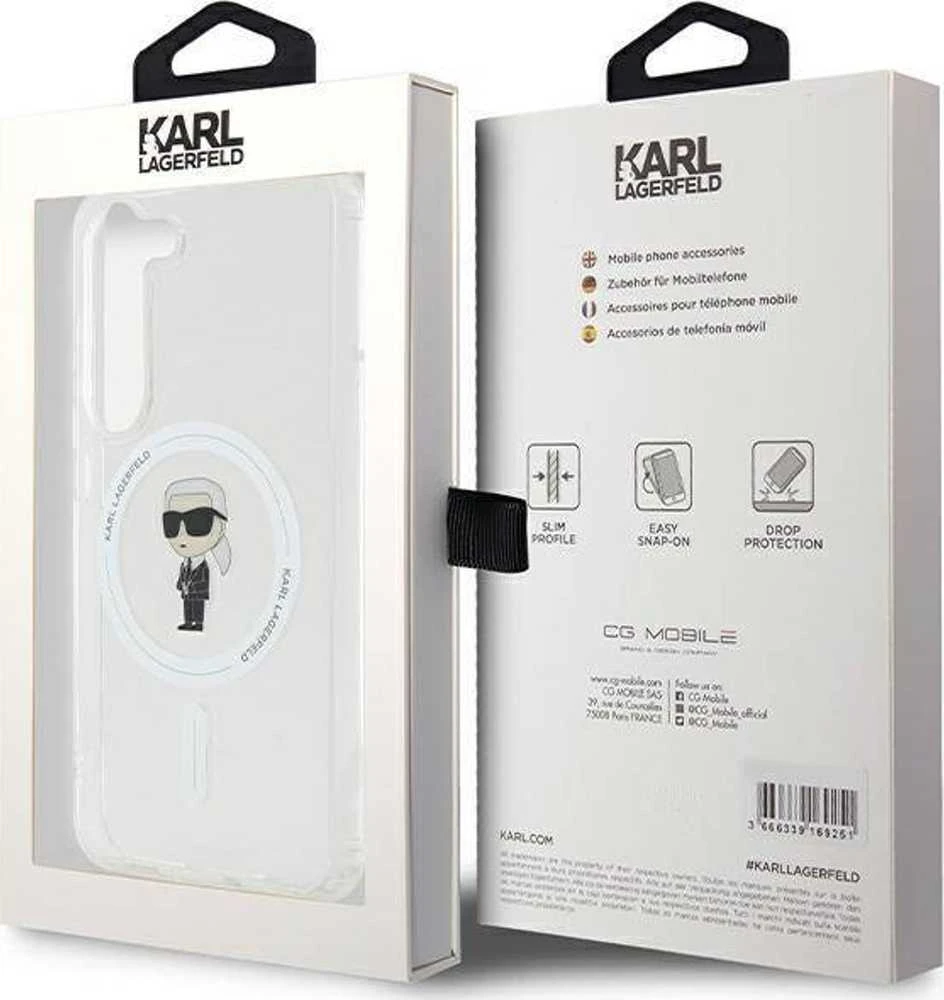 Karl Lagerfeld KLHMS23SHFCKNOT S23 S911 skaidrus kietas dėklas IML Ikonik MagSafe