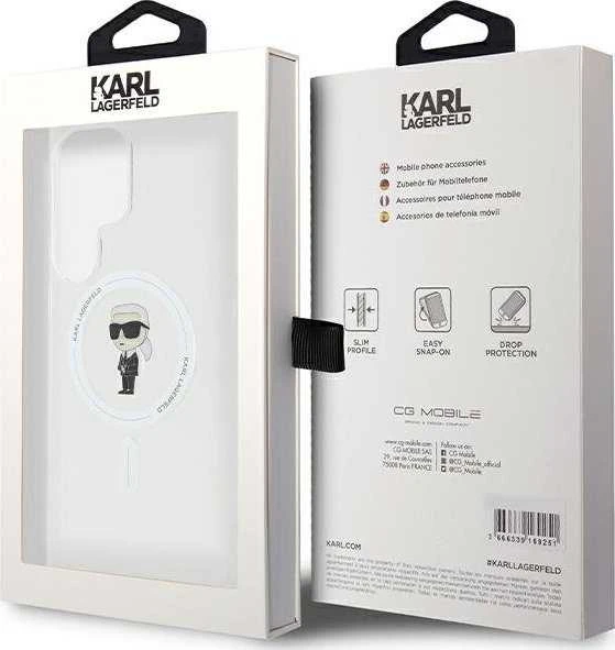 Karl Lagerfeld KLHMS24LHFCKNOT S24 Ultra S928 skaidrus kietas dėklas IML Ikonik MagSafe