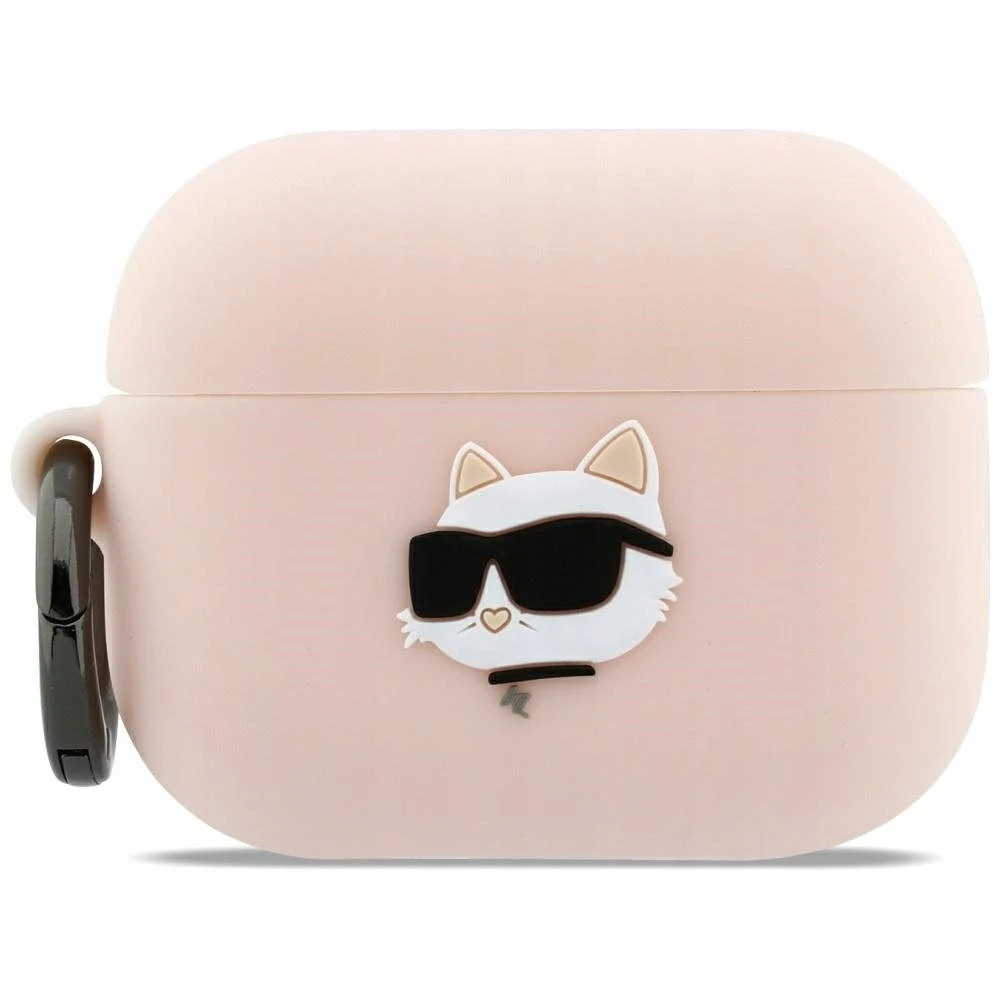 Karl Lagerfeld 3D Logo NFT Choupette Head Silicone dėklas skirtas AirPods Pro 3 Rožinė