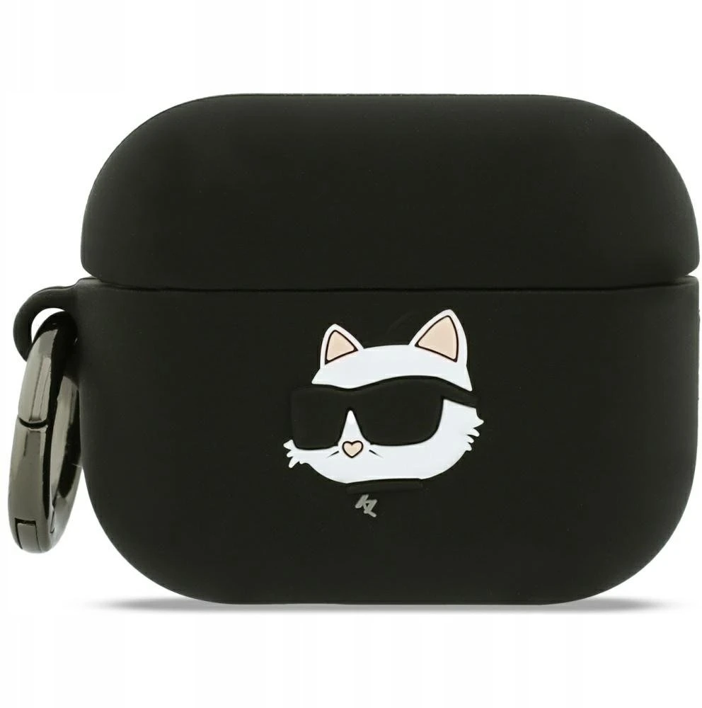 Karl Lagerfeld 3D Logo NFT Choupette Head Silicone dėklas skirtas AirPods Pro 3 juodos spalvos