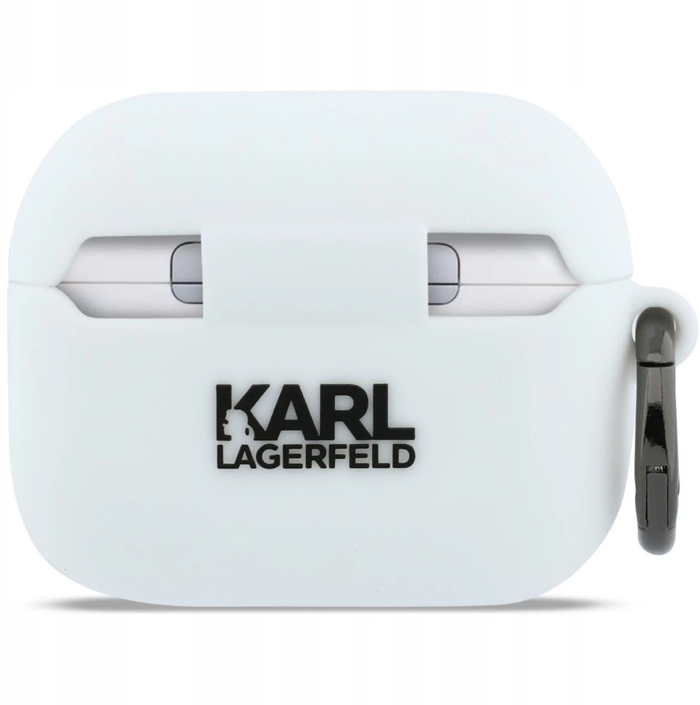 Karl Lagerfeld silikoninis Karl Head 3D dėklas AirPods Pro 3 ausinėms - Baltas