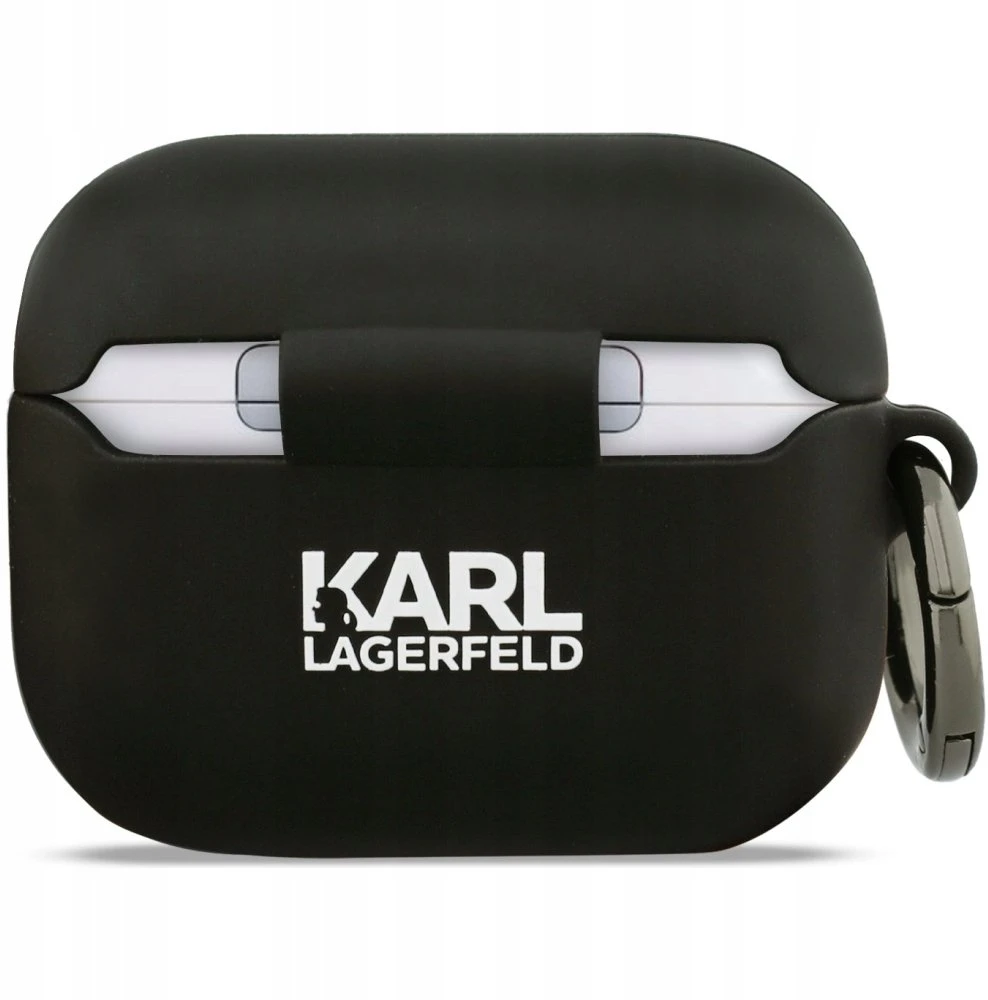 Karl Lagerfeld 3D Logo NFT Karl Head Silicone dėklas skirtas AirPods Pro 3 juodos spalvos
