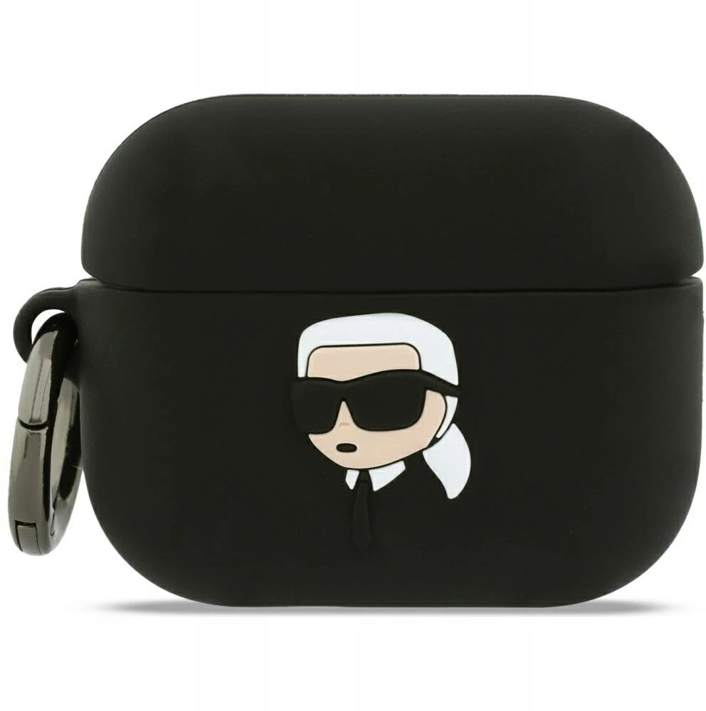 Karl Lagerfeld 3D Logo NFT Karl Head Silicone dėklas skirtas AirPods Pro 3 juodos spalvos