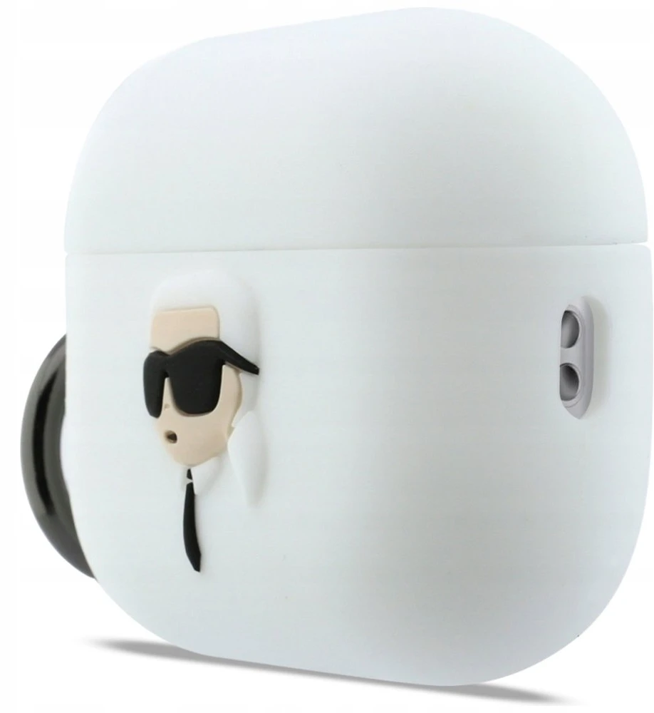 Karl Lagerfeld silikoninis Karl Head 3D dėklas AirPods Pro 3 ausinėms - Baltas