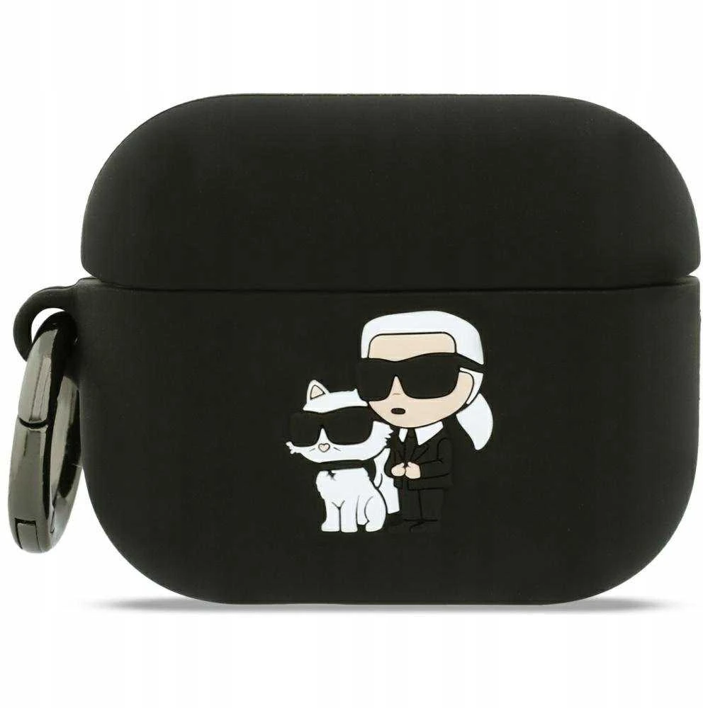 Karl Lagerfeld 3D Logo NFT Karl and Choupette Silicone dėklas skirtas AirPods Pro 3 juodos spalvos