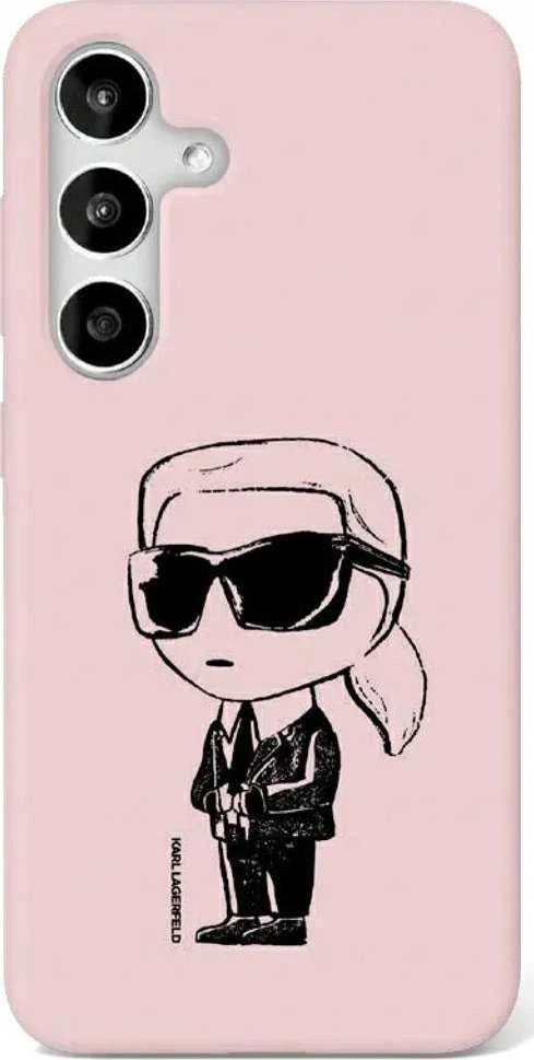 Dėklas Karl Lagerfeld Silicone Graffiti Ikonik Printed Logo MagSafe Samsung Galaxy S25 rožinės spalvos