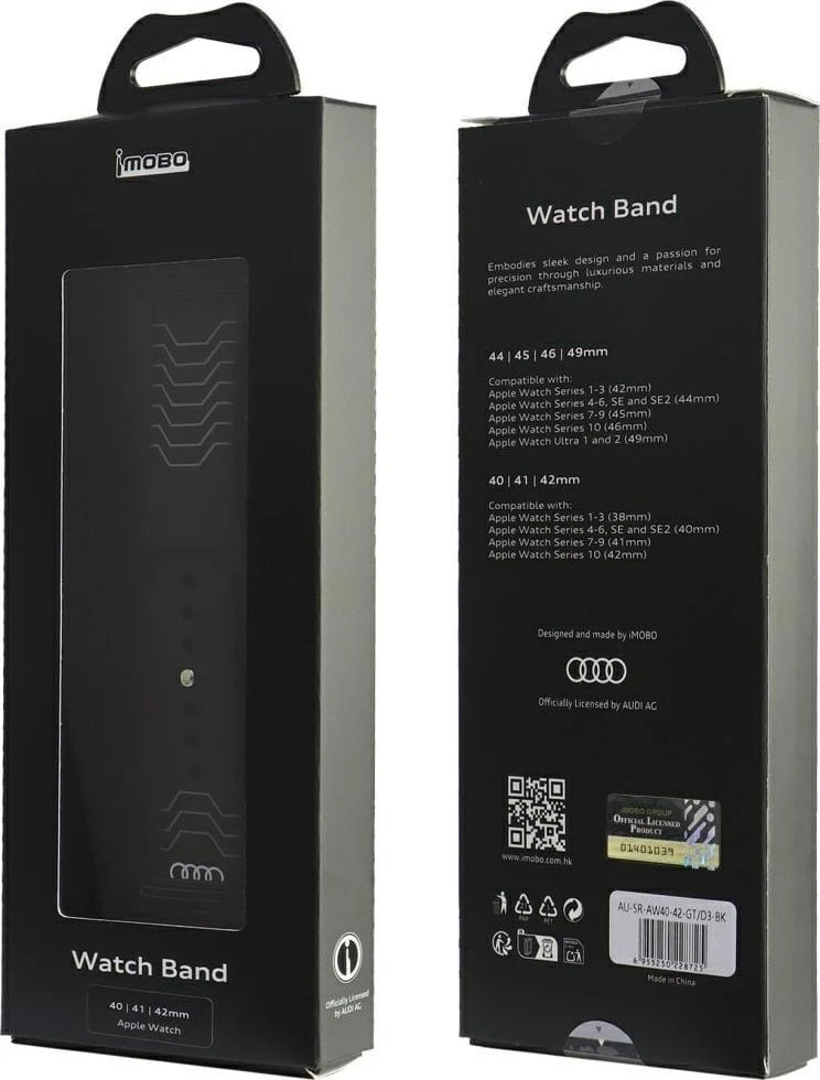 apyrankė Audi Geometric Pattern Silicone Watch apyrankė for Apple Watch 40/41/42mm juodos spalvos